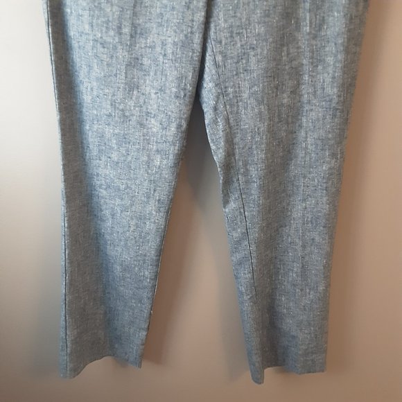 Ann Taylor "The Ankle Pant" Linen Cotton Mid-Rise Light Blue | New! Size 4 - Picture 4 of 13